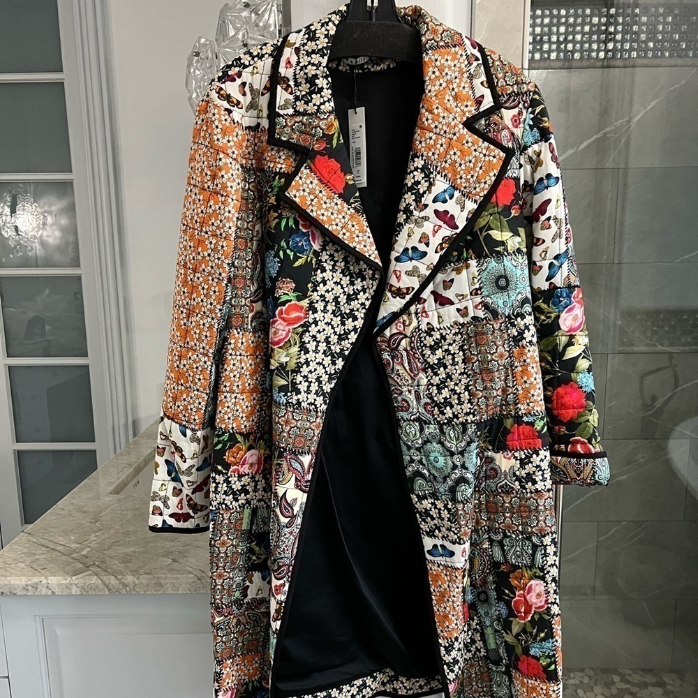 Alice + Olivia Moya Quilted Patchwork Coat - Picture 2 of 15